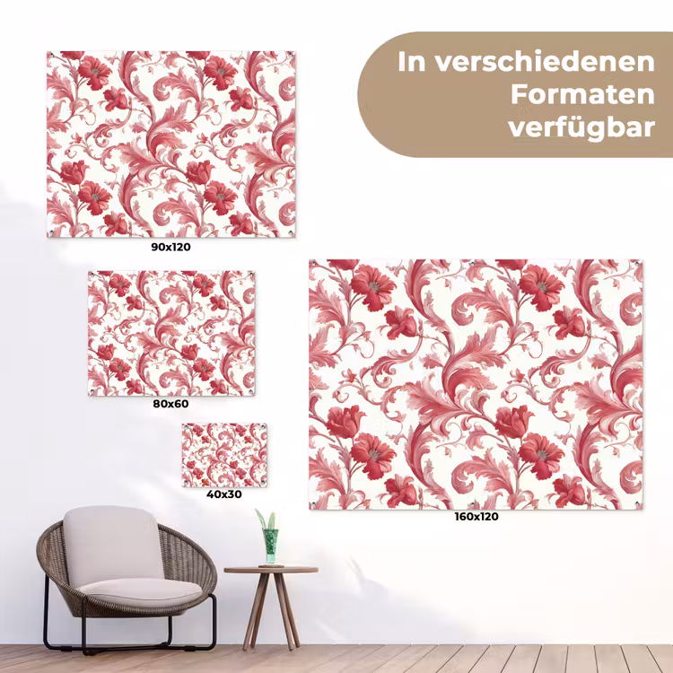 Barok - Patroon - Rood tuinposter los doek klein 239 -Xsfeer9_DE