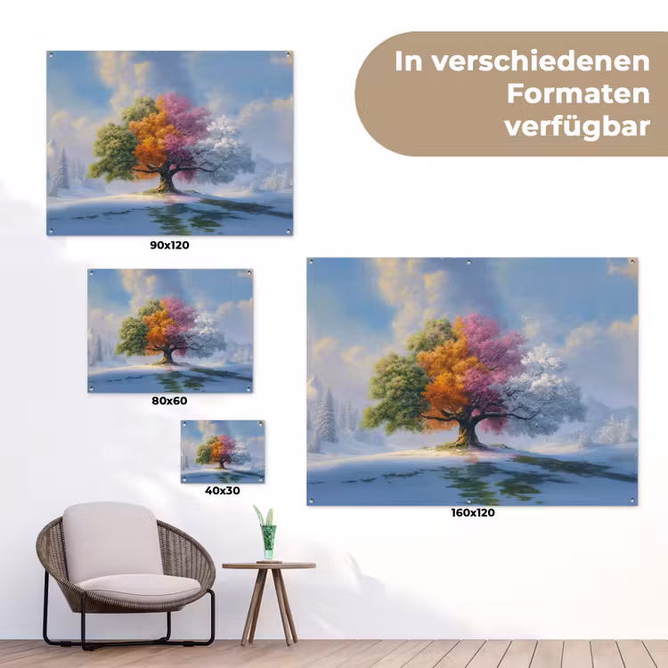 Boom - Seizoenen - Winter - Landschap tuinposter los doek klein -Xsfeer9_DE