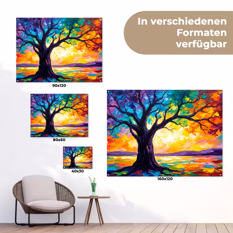 Boom - Landschap - Natuur - Abstract - Kleurrijk tuinposter los doek klein -Xsfeer9_DE