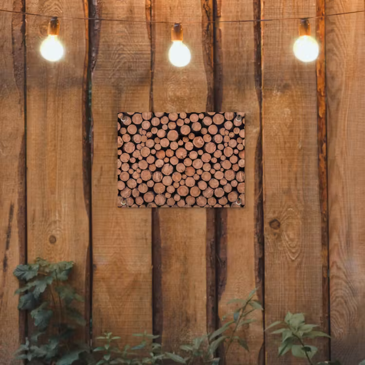 Houtblokken - Textuur - Patroon - Bruin - Rustiek tuinposter los doek klein -sfeer1