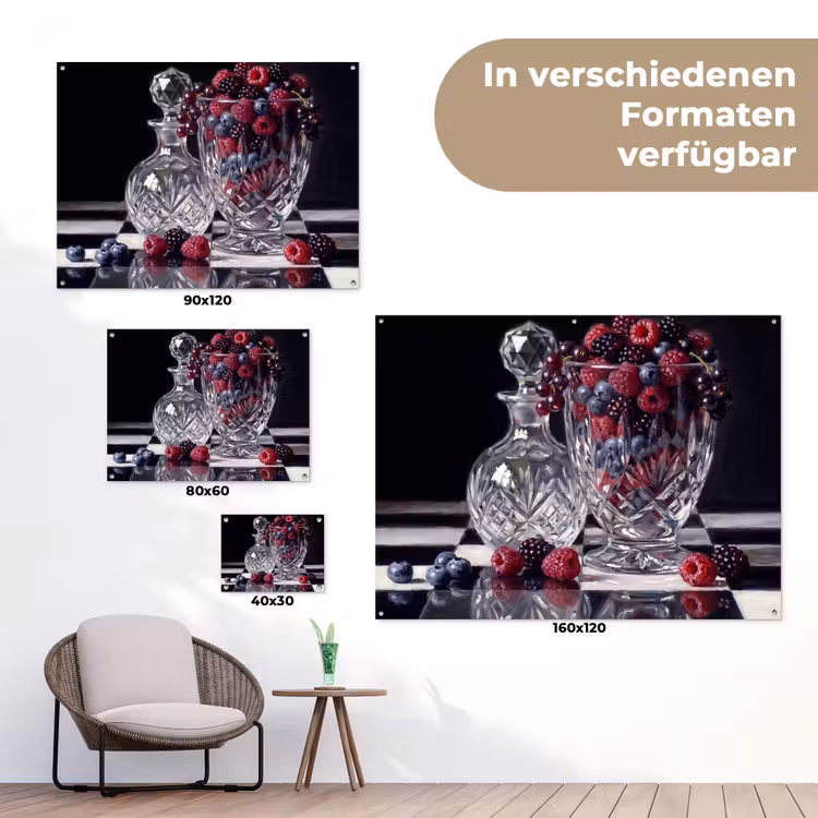 Gartenposter - Beeren – Kristall – Stillleben - Bessen - Kristal - Stilleven tuinposter los doek klein