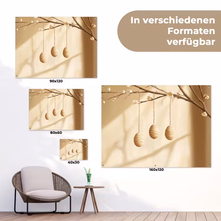 Beige - Paastak - Eieren tuinposter los doek klein -Xsfeer9_DE