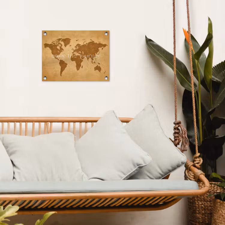 Beige - Papierstructuur - Wereldkaart tuinposter los doek klein -sfeer7