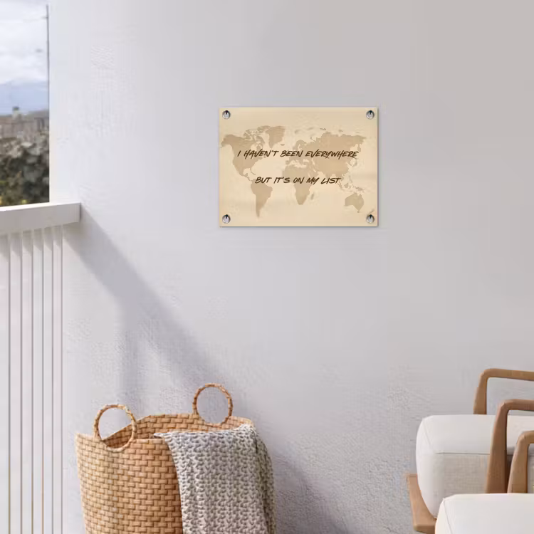 Beige - Wereldkaart - Quote - Handgeschreven tuinposter los doek klein -sfeer8