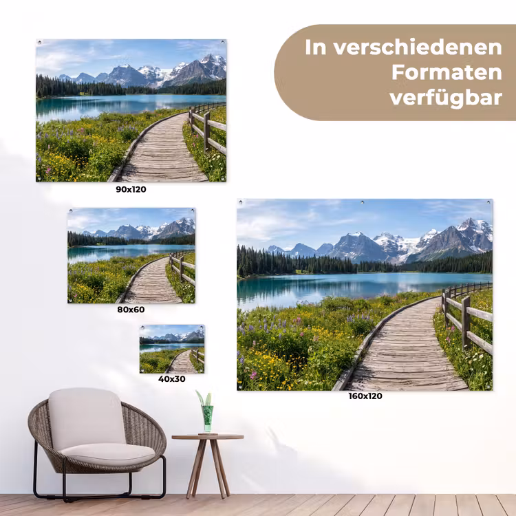 Bergen - Meer - Landschap - Blauw tuinposter los doek klein -Xsfeer9_DE