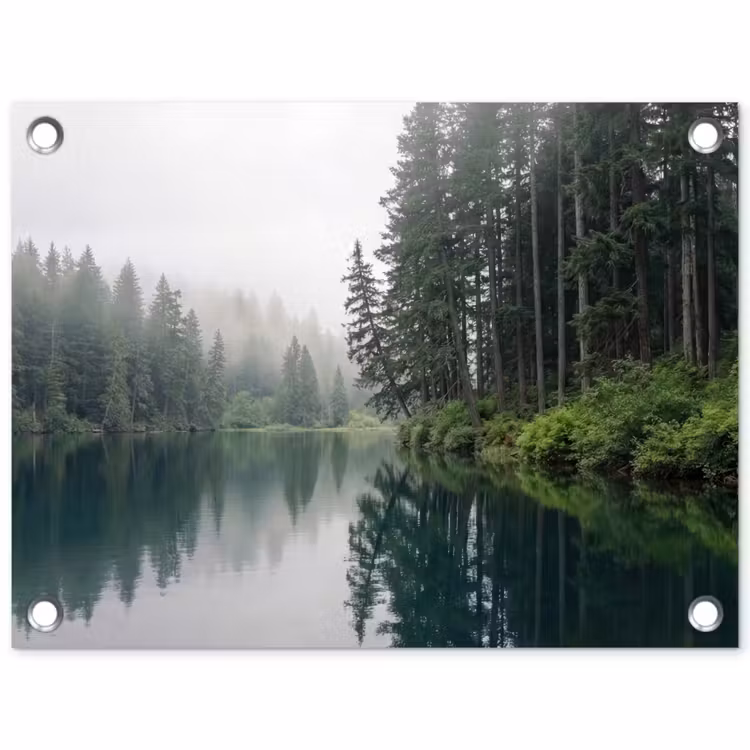 Bergen - Meer - Bos tuinposter los doek klein -3d