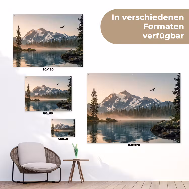 Bergen - Water - Bomen tuinposter los doek klein -Xsfeer9_DE