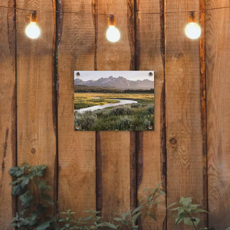 Berglandschap - Rivier - Bos tuinposter los doek klein -sfeer1