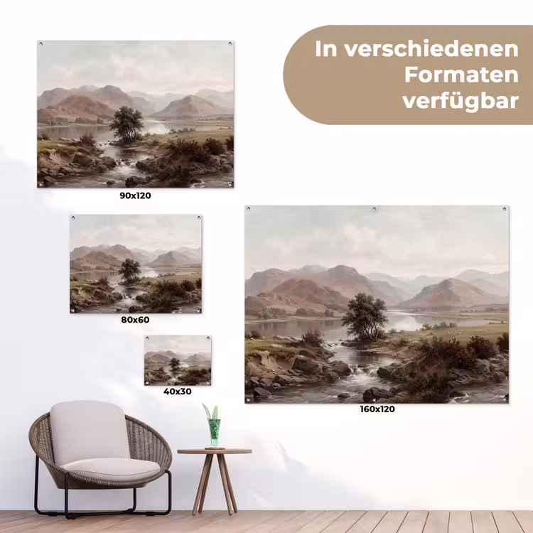 Berglandschap - Meer - Bergen - Vallei - Klassiek tuinposter los doek klein -Xsfeer9_DE