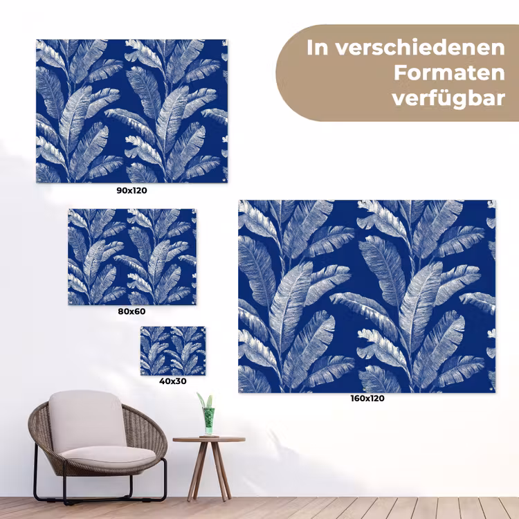 Blad - Palm - Blauw tuinposter los doek klein 239 -Xsfeer9_DE