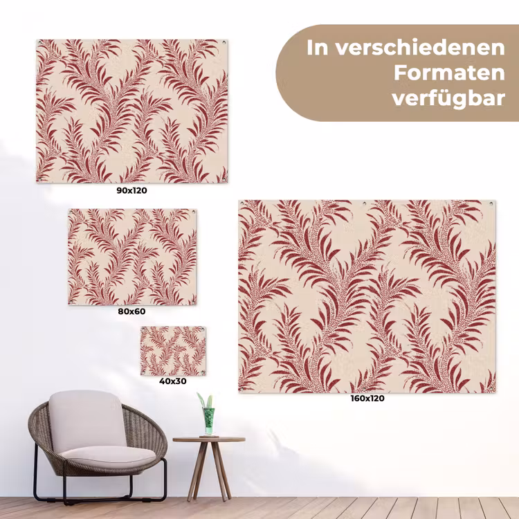 Bladeren - Linnen - Rood tuinposter los doek klein 239 -Xsfeer9_DE