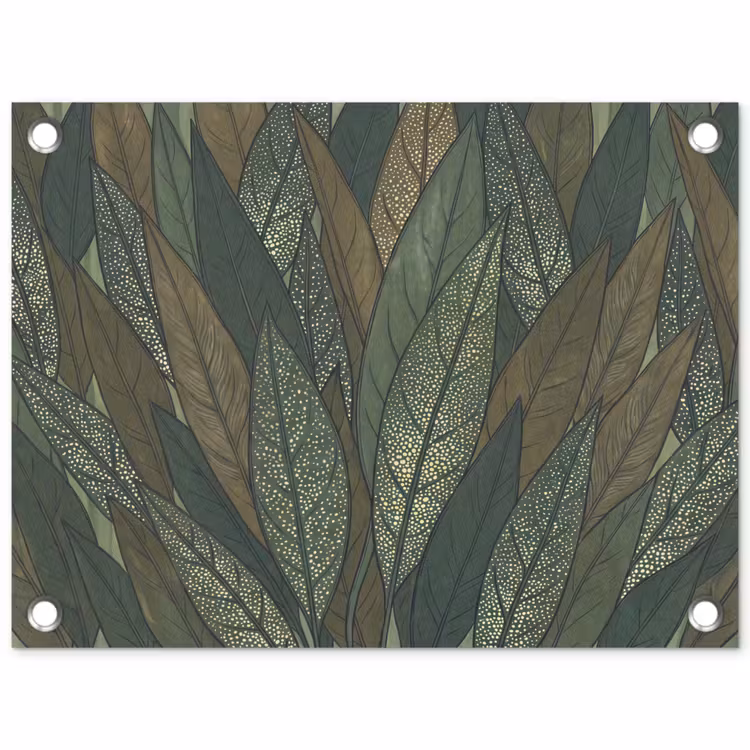Bladeren - Patroon - Gestippeld - Natuur - Groen tuinposter los doek klein -3d