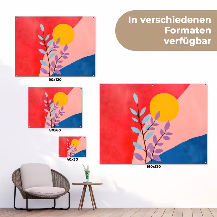 Bladeren - Zon - Abstracte vormen tuinposter los doek klein -Xsfeer9_DE