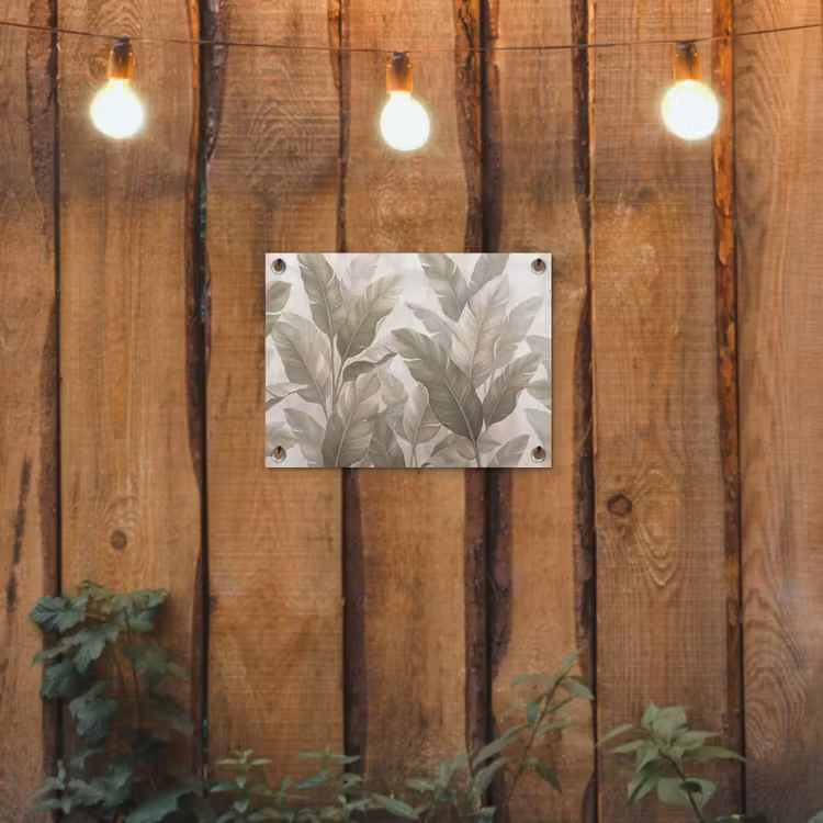 Bladeren - Tropisch - Natuur - Abstract - Beige tuinposter los doek klein -sfeer1