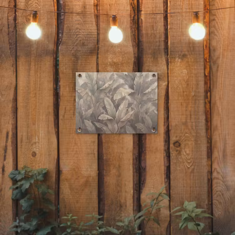 Bladeren - Tropisch - Natuur - Modern - Beige tuinposter los doek klein -sfeer1