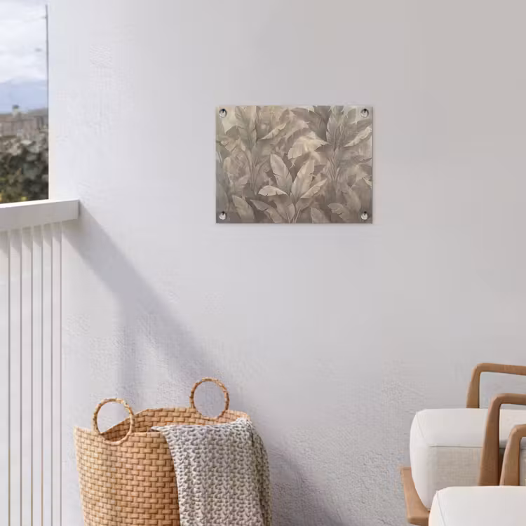 Bladeren - Tropisch - Natuur - Modern - Beige tuinposter los doek klein -sfeer8