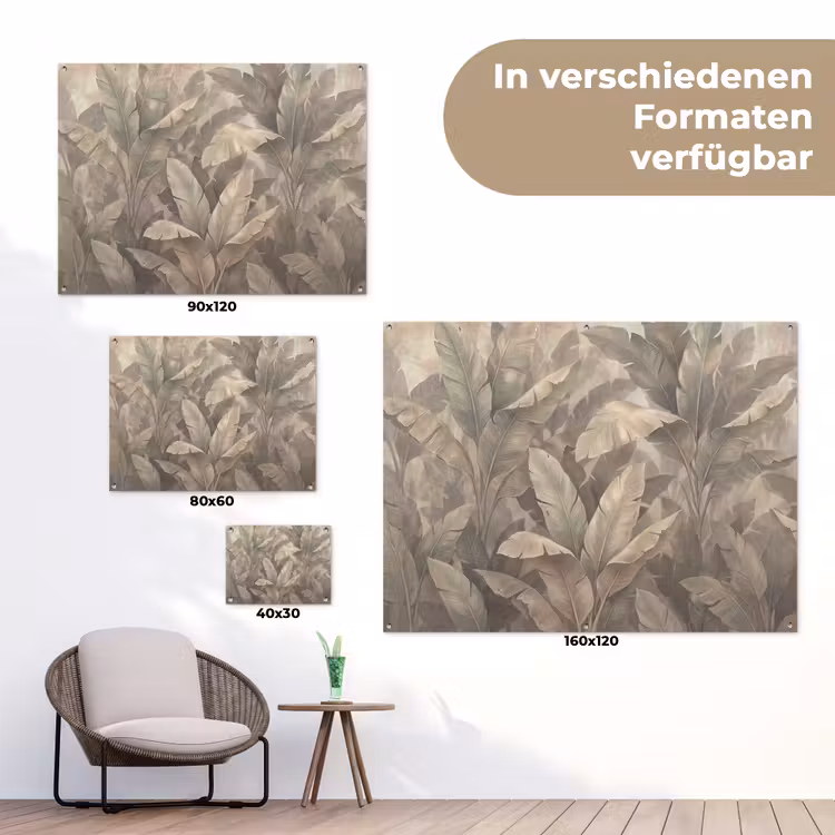 Bladeren - Tropisch - Natuur - Modern - Beige tuinposter los doek klein -Xsfeer9_DE