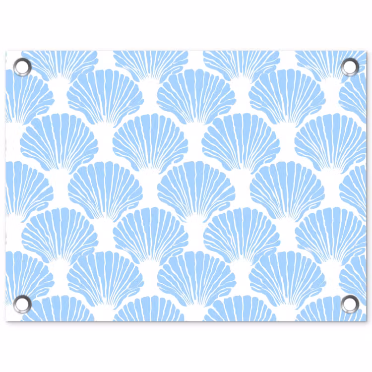 Blauw - Wit - Schelpen - Grafisch - Structuur tuinposter los doek klein 239 -3d