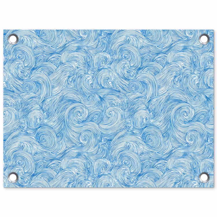 Blauw - Wit - Spiraal - Golven - Lijnen tuinposter los doek klein 239 -3d