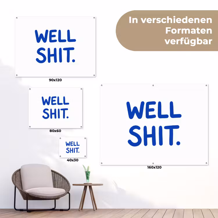 Blauw - Quote - Wit tuinposter los doek klein -Xsfeer9_DE