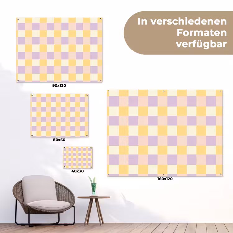 Blokjes - Lila - Geel tuinposter los doek klein 239 -Xsfeer9_DE