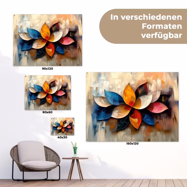 Bloem - Abstract - Kleurrijk - Bladeren tuinposter los doek klein -Xsfeer9_DE