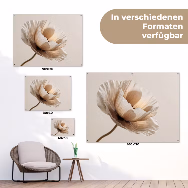 Bloem - Beige - Crème tuinposter los doek klein -Xsfeer9_DE