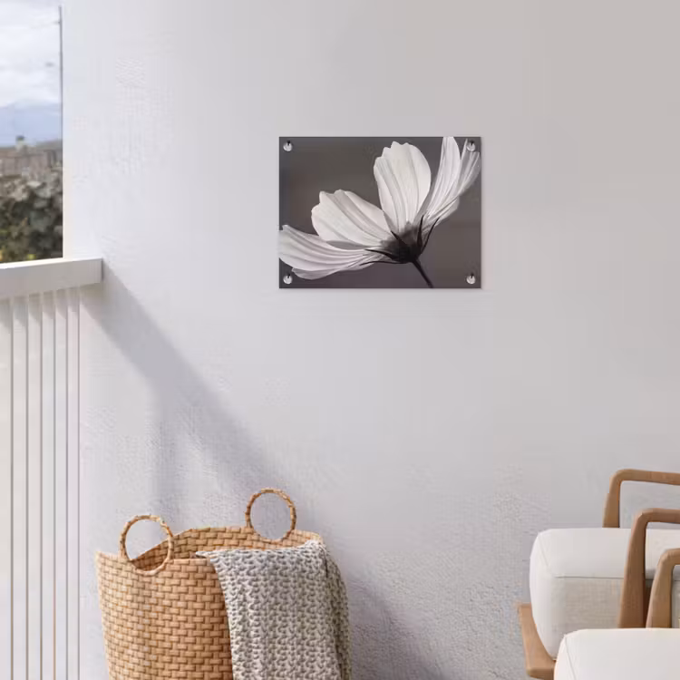 Bloem - Minimalistisch - Zwart - Wit tuinposter los doek klein -sfeer8