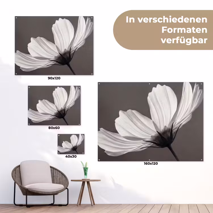 Bloem - Minimalistisch - Zwart - Wit tuinposter los doek klein -Xsfeer9_DE