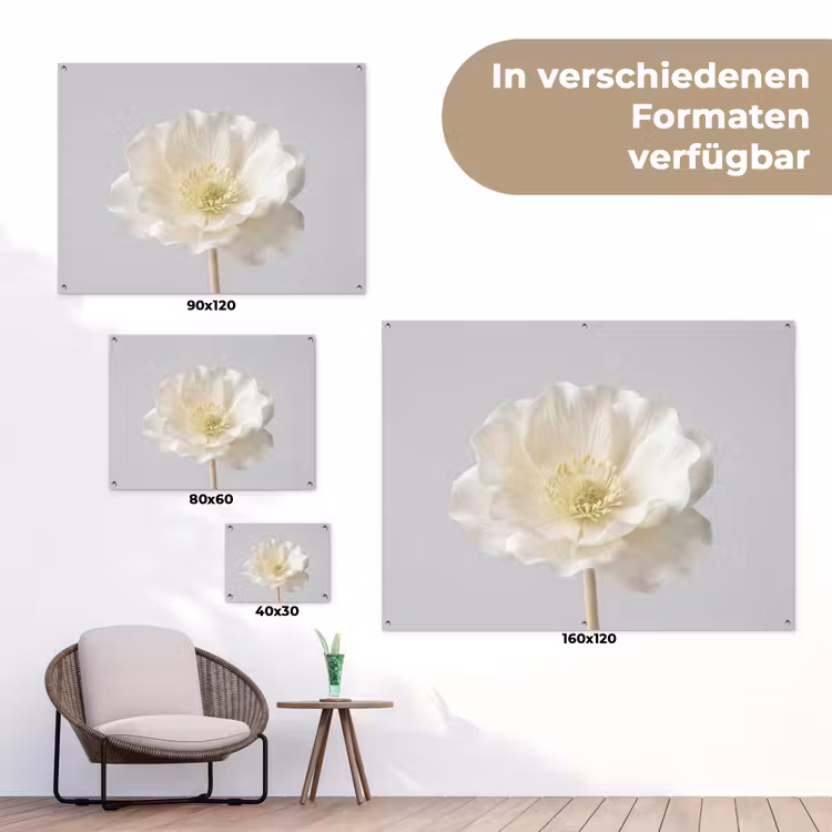 Bloem - Minimalistisch -Wit tuinposter los doek klein -Xsfeer9_DE