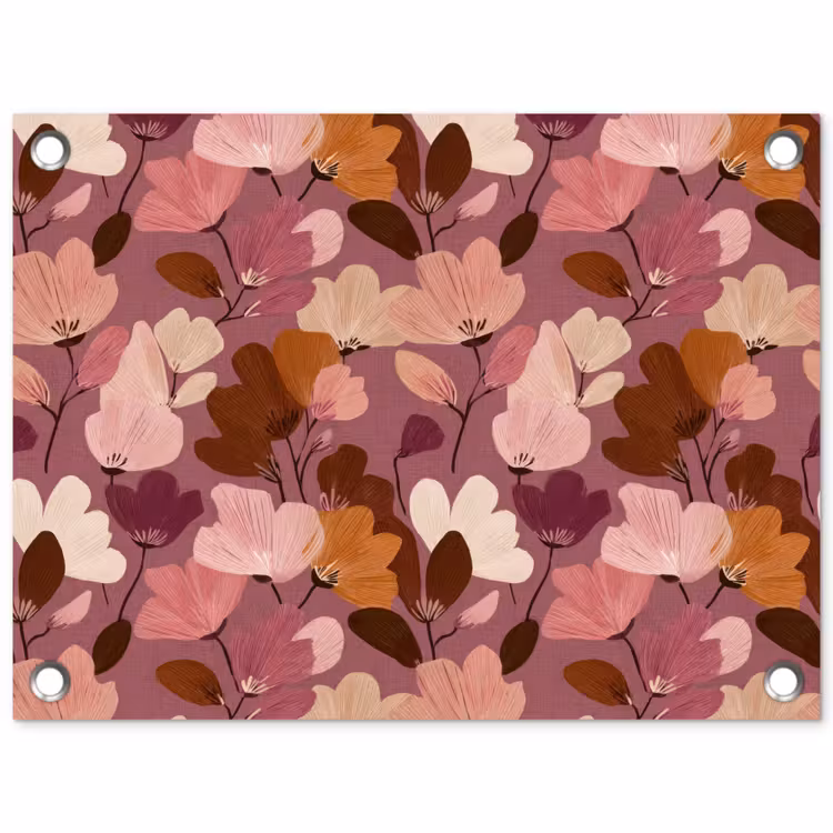 Bloem - Patroon - Roze tuinposter los doek klein 239 -3d