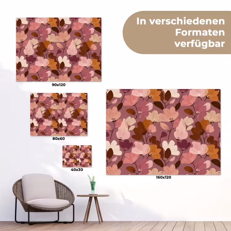 Bloem - Patroon - Roze tuinposter los doek klein 239 -Xsfeer9_DE