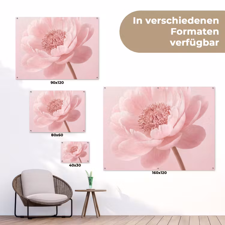 Bloem - Pioenroos - Roze tuinposter los doek klein -Xsfeer9_DE
