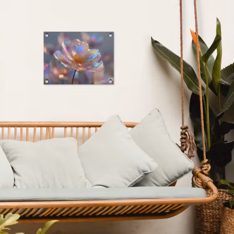 Bloem - Transparant - Pastelkleuren - Druppels tuinposter los doek klein -sfeer7