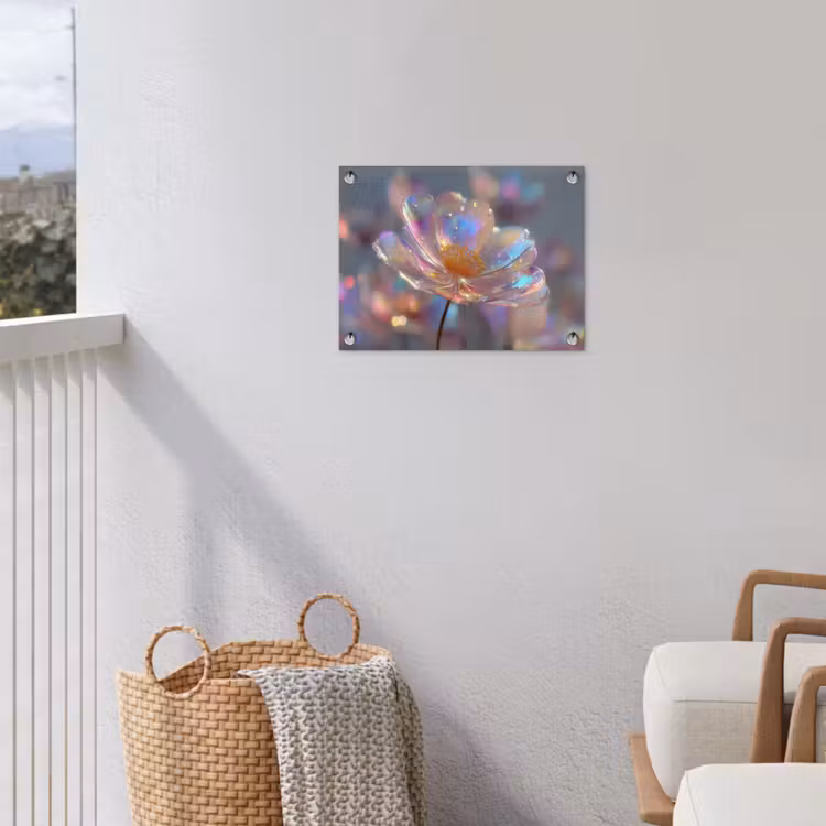 Bloem - Transparant - Pastelkleuren - Druppels tuinposter los doek klein -sfeer8
