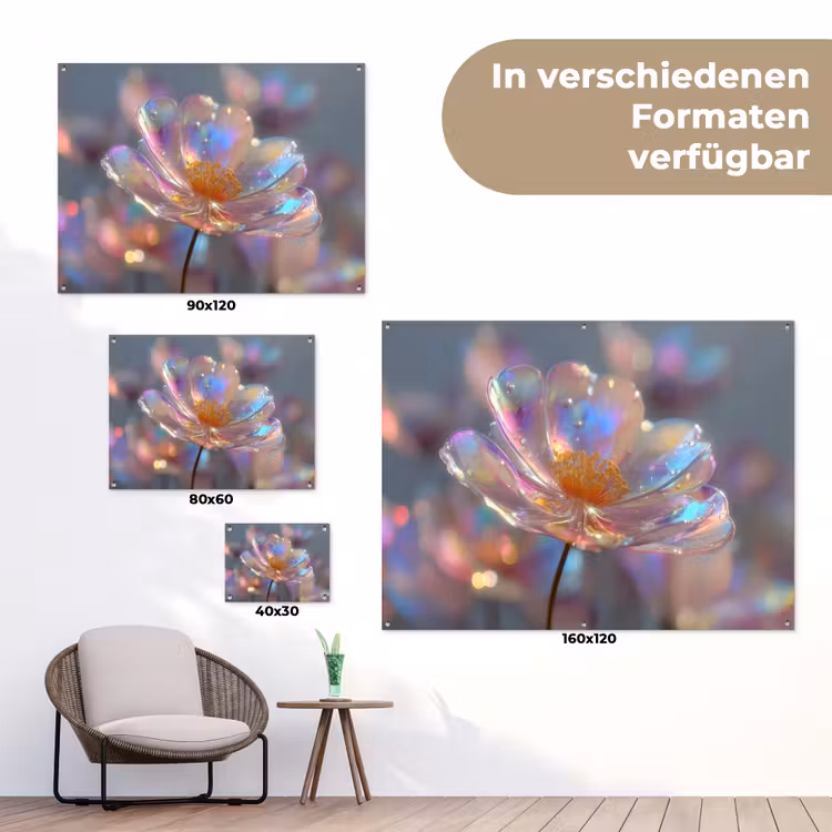 Bloem - Transparant - Pastelkleuren - Druppels tuinposter los doek klein -Xsfeer9_DE