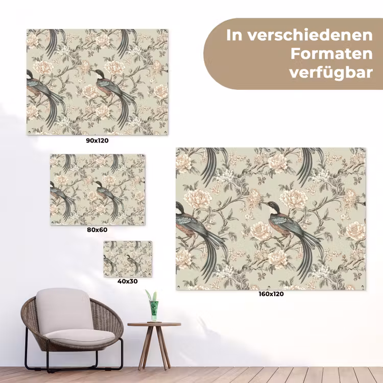 Bloem - Vogel - Kleurrijk tuinposter los doek klein 239 -Xsfeer9_DE
