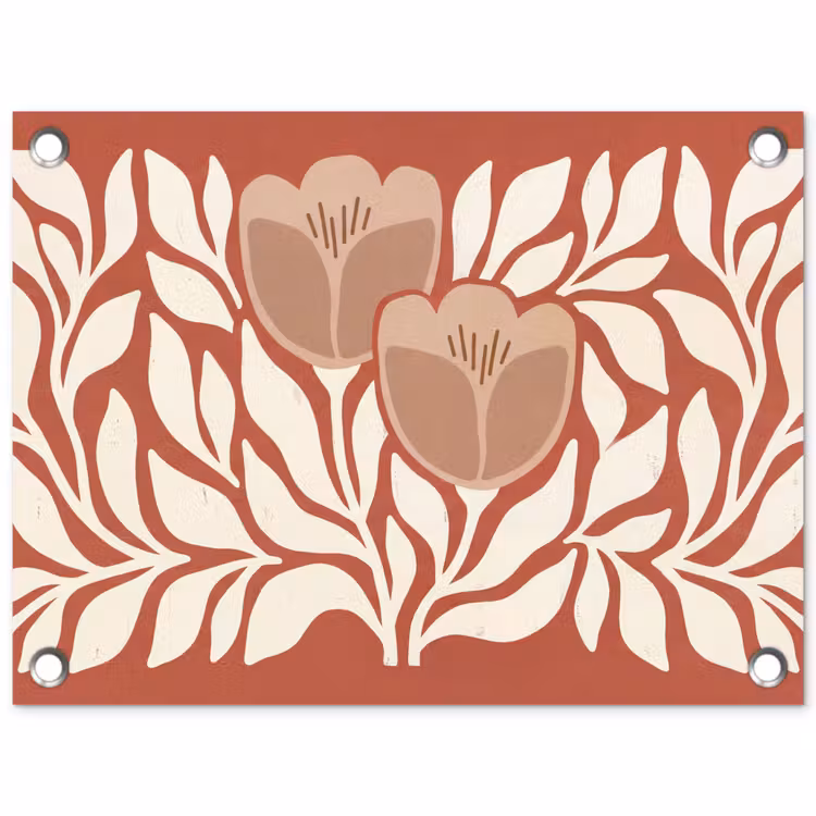 Bloemen - Abstract - Modern - Beige - Natuur tuinposter los doek klein -3d