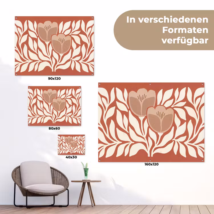 Bloemen - Abstract - Modern - Beige - Natuur tuinposter los doek klein -Xsfeer9_DE