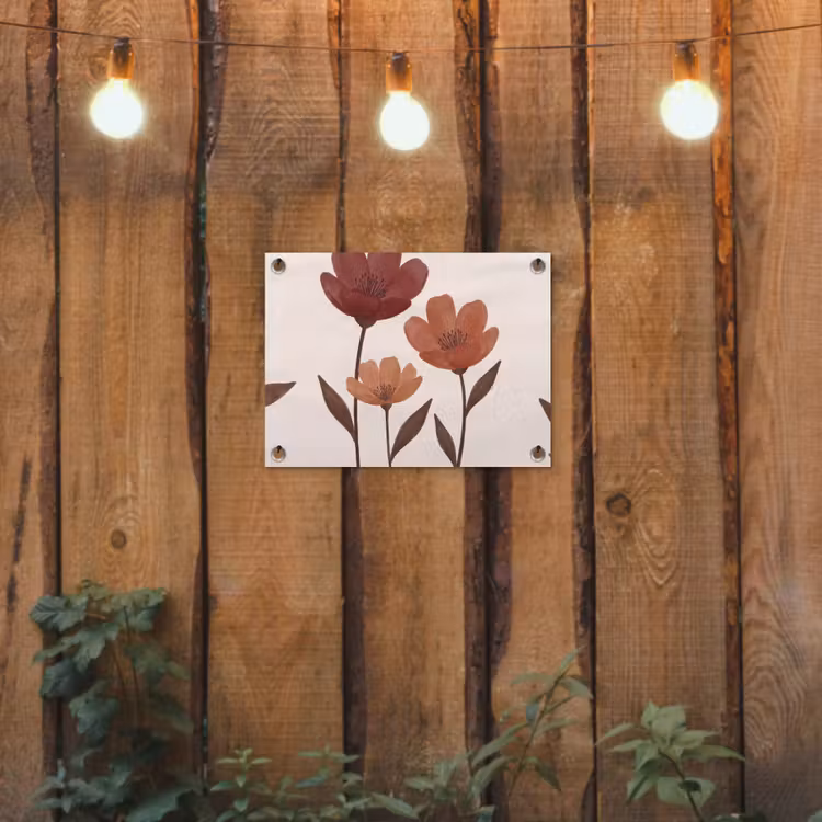 Bloemen - Abstract - Modern - Bruin - Decoratief tuinposter los doek klein -sfeer1