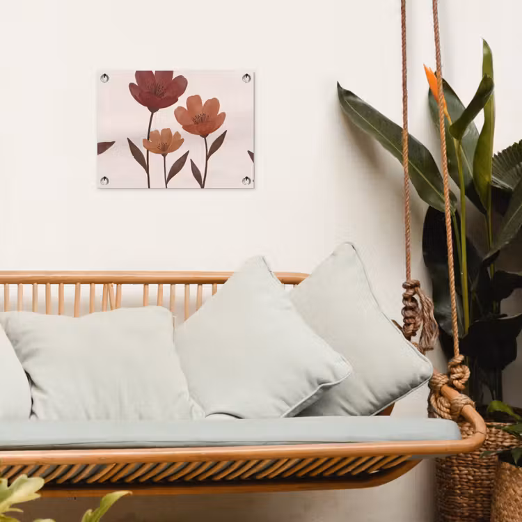 Bloemen - Abstract - Modern - Bruin - Decoratief tuinposter los doek klein -sfeer7