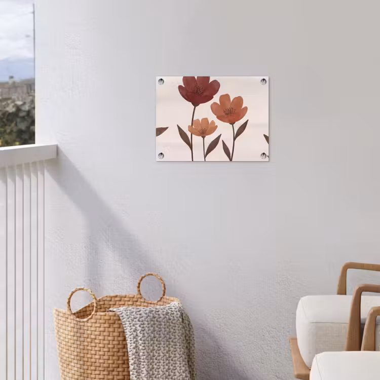 Bloemen - Abstract - Modern - Bruin - Decoratief tuinposter los doek klein -sfeer8