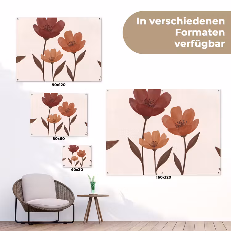 Bloemen - Abstract - Modern - Bruin - Decoratief tuinposter los doek klein -Xsfeer9_DE