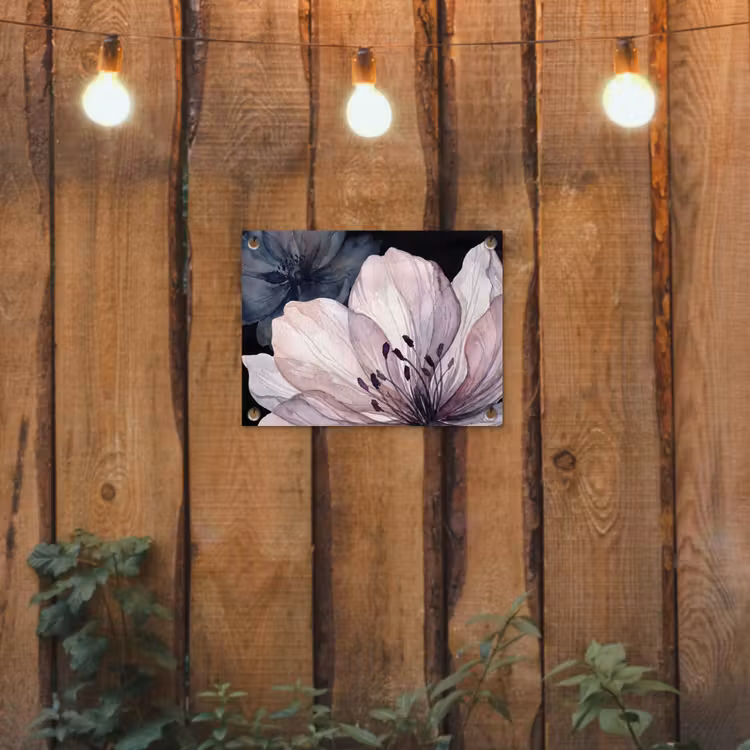 Bloemen - Aquarel - Modern - Roze - Donker tuinposter los doek klein -sfeer1
