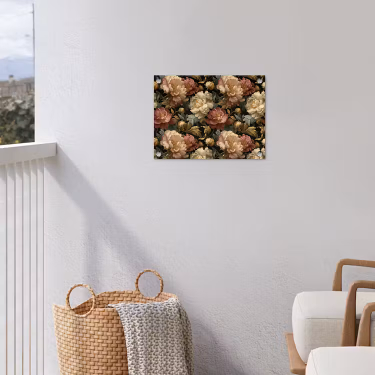 Bloemen - Barok - Patroon - Roze - Crème tuinposter los doek klein 239 -sfeer8