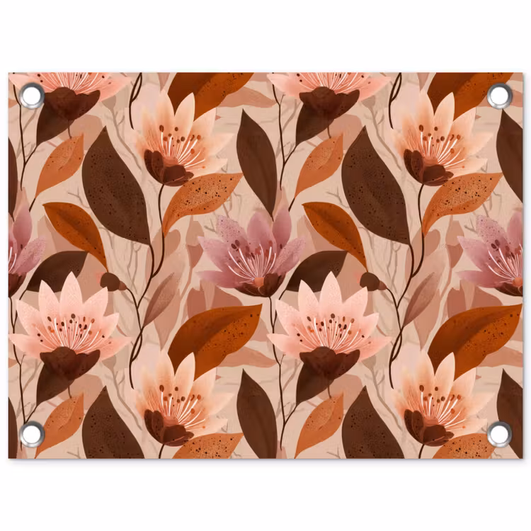 Bloemen - Bladeren - Bruin tuinposter los doek klein 239 -3d