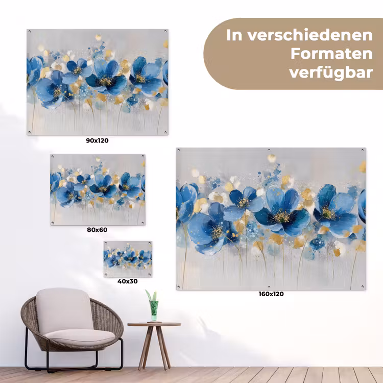 Bloemen - Blauw - Abstract tuinposter los doek klein -Xsfeer9_DE