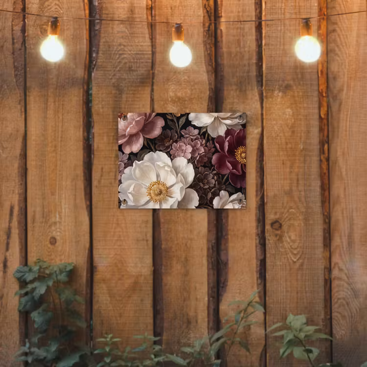 Bloemen - Boeket - Klassiek - Donker - Rood tuinposter los doek klein -sfeer1