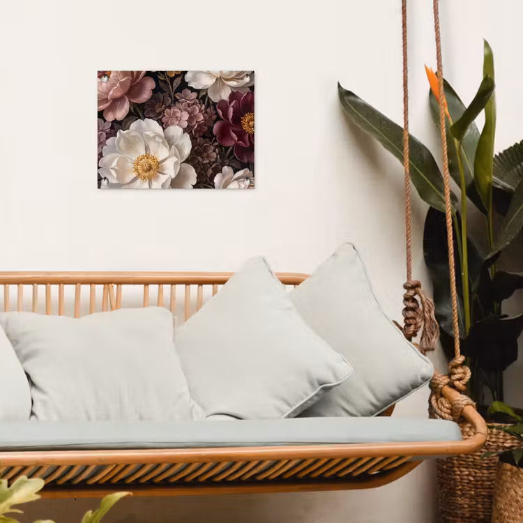Bloemen - Boeket - Klassiek - Donker - Rood tuinposter los doek klein -sfeer7
