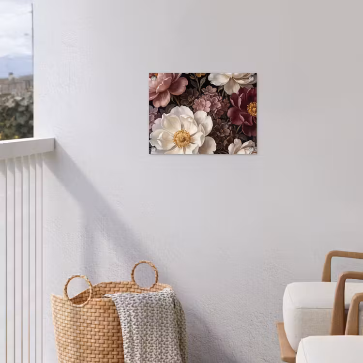 Bloemen - Boeket - Klassiek - Donker - Rood tuinposter los doek klein -sfeer8
